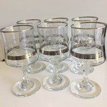 Load image into Gallery viewer, VINTAGE DEMA SILVER Rose Wine Glasses Set of 6 | 1970s British Etched Glassware