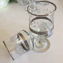 Load image into Gallery viewer, VINTAGE DEMA SILVER Rose Wine Glasses Set of 6 | 1970s British Etched Glassware