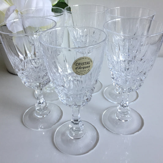 Cristal D'Arques Diamond Lead Crystal Wine Goblets Set of 6 | Vintage