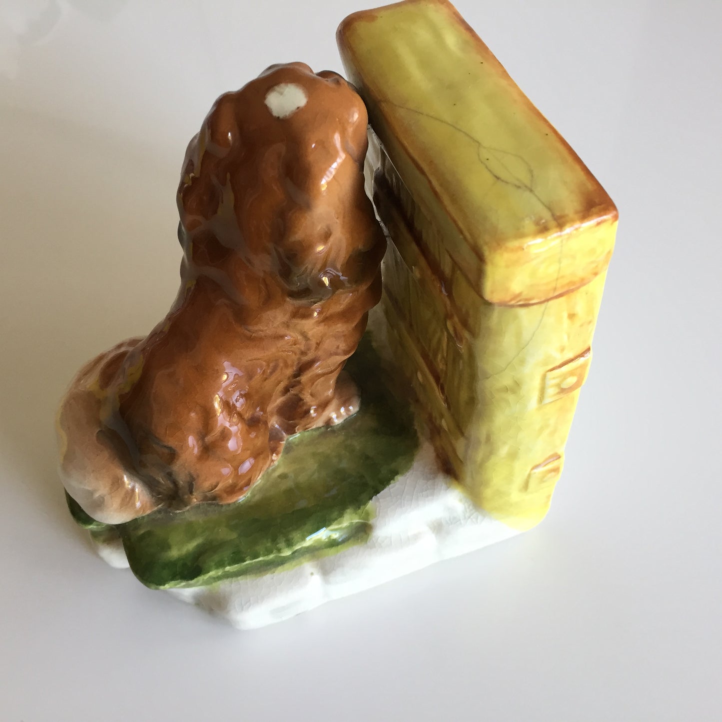 Vintage Ceramic Book End with Dog Figurine