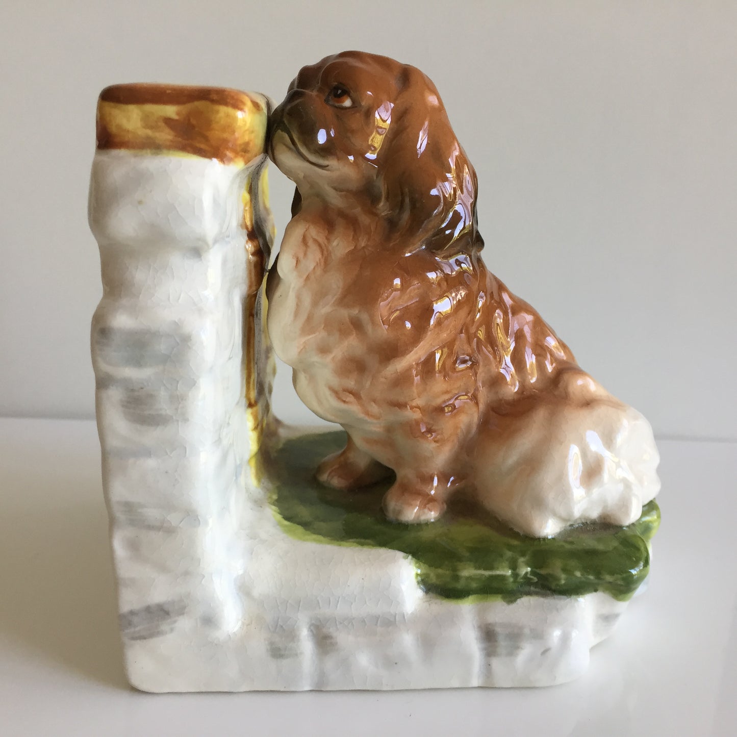 Vintage Ceramic Book End with Dog Figurine