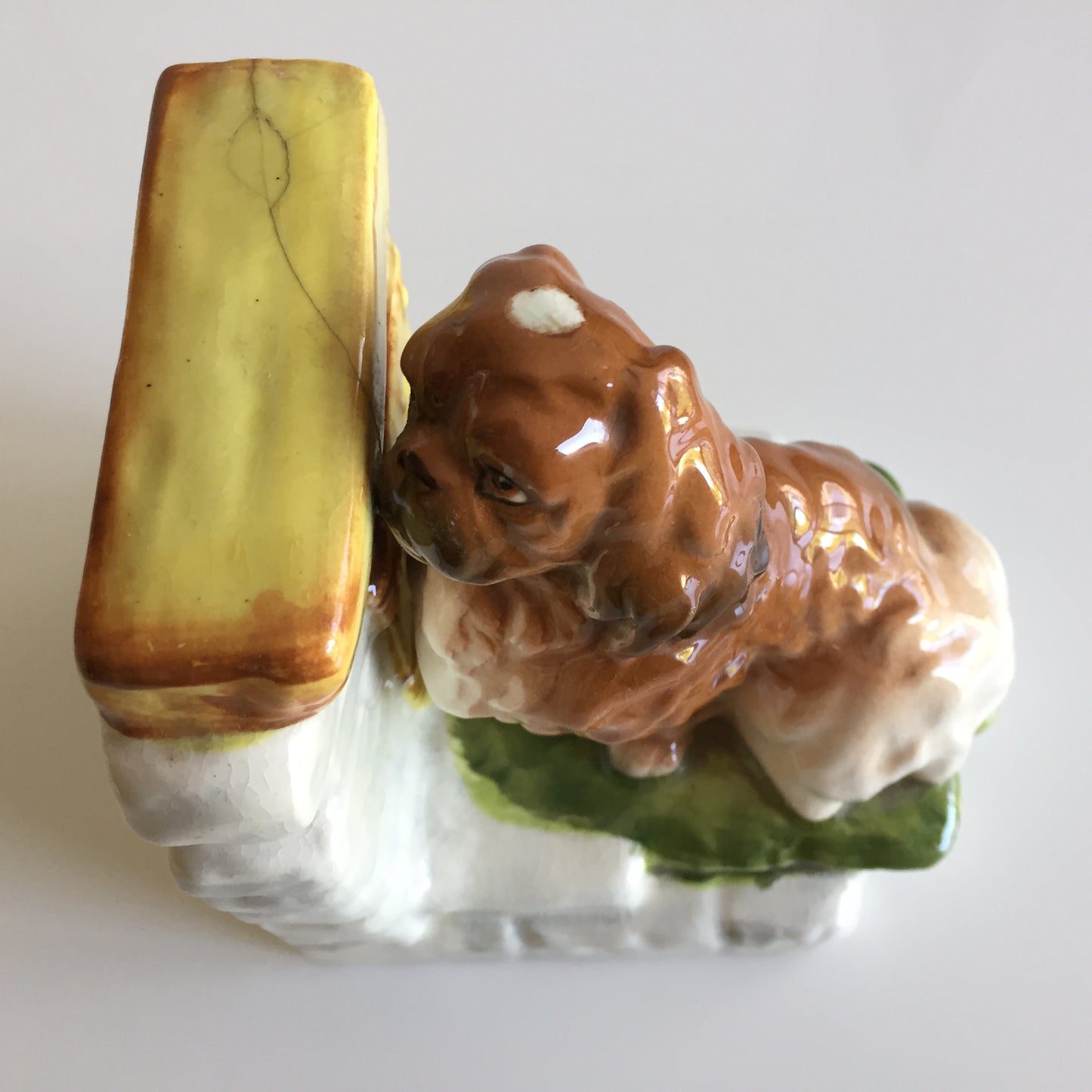 Vintage Ceramic Book End with Dog Figurine