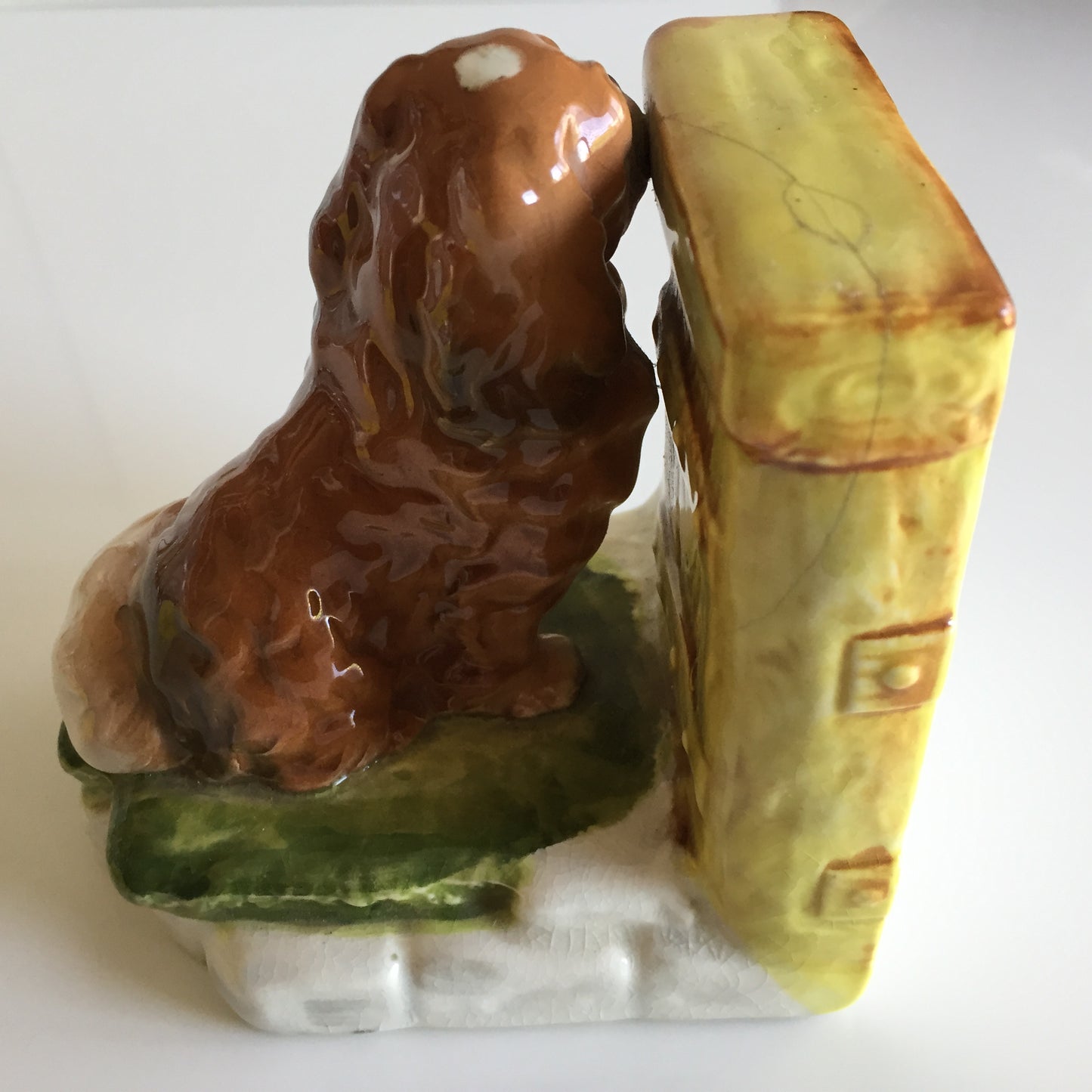 Vintage Ceramic Book End with Dog Figurine