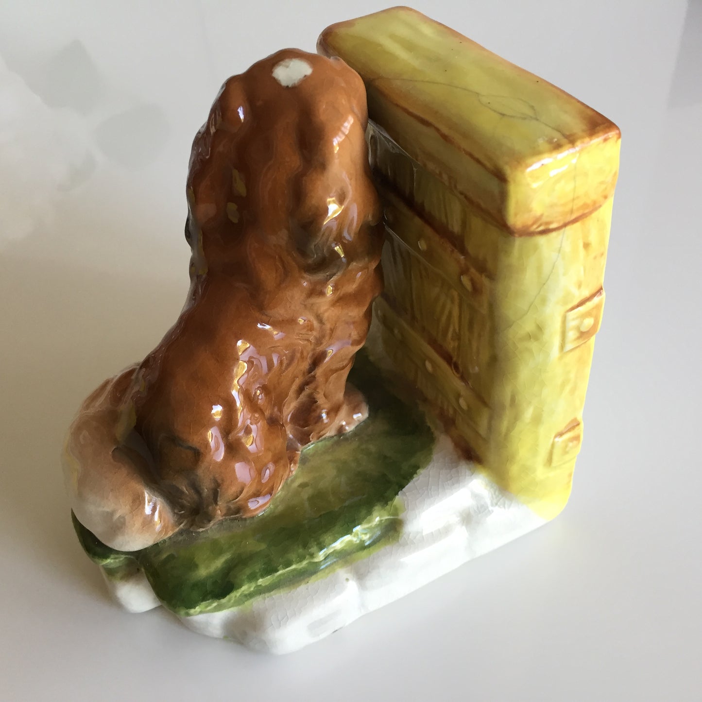 Vintage Ceramic Book End with Dog Figurine