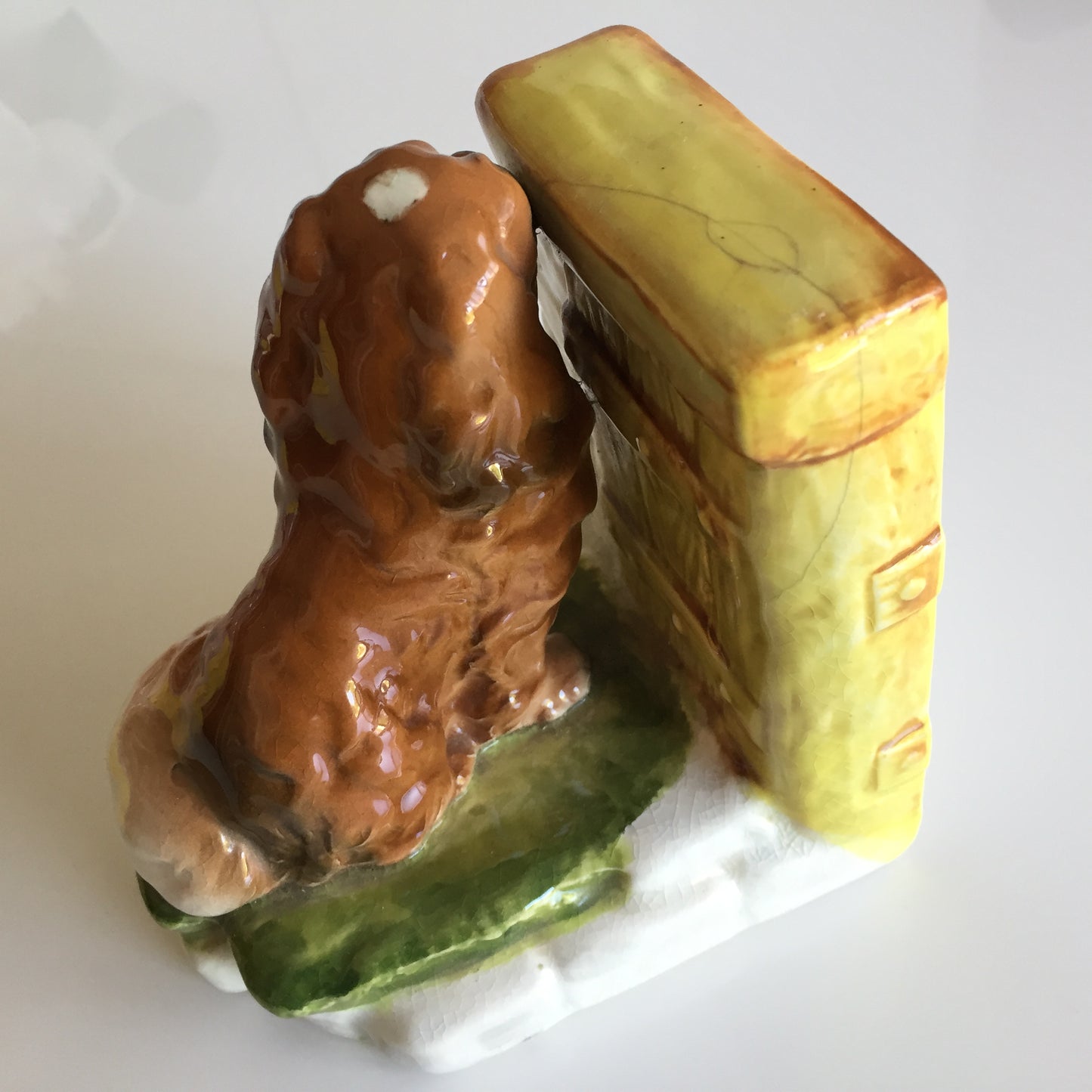 Vintage Ceramic Book End with Dog Figurine