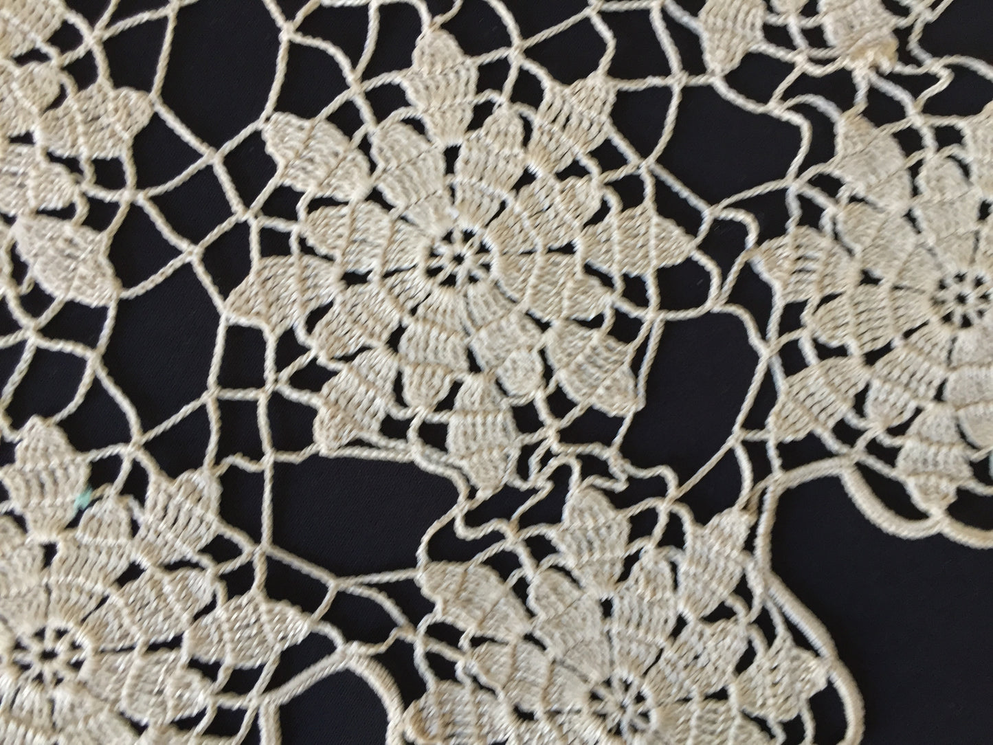 Large Ecru Cotton 18" Crochet Lace Table Centre Doily Handmade Vintage 1950s