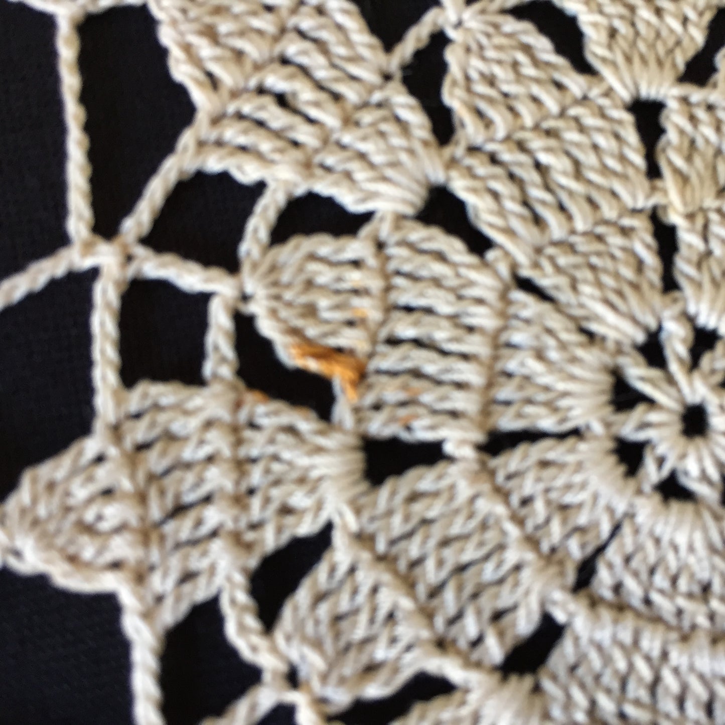 Large Ecru Cotton 18" Crochet Lace Table Centre Doily Handmade Vintage 1950s