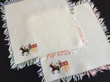 Load image into Gallery viewer, Cross Stitch Embroidered Reusable Vintage Cotton Napkins with Fringe (Pair)