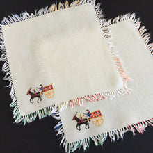 Load image into Gallery viewer, Cross Stitch Embroidered Reusable Vintage Cotton Napkins with Fringe (Pair)