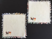 Load image into Gallery viewer, Cross Stitch Embroidered Reusable Vintage Cotton Napkins with Fringe (Pair)