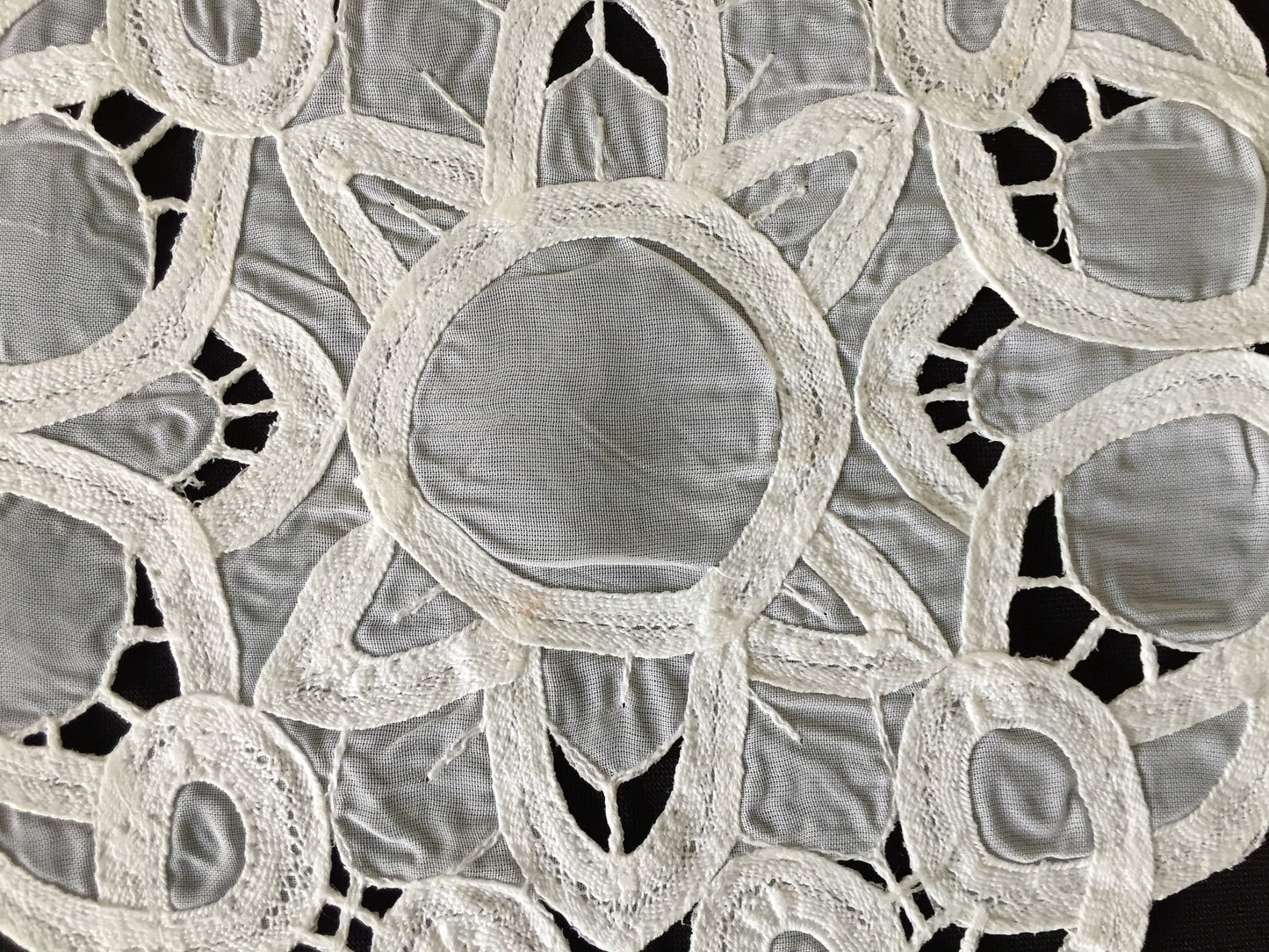 Vintage 7" White Organdy & Cotton Tape Lace Doily