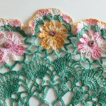 Load image into Gallery viewer, Vintage Crochet Lace Doily or Table Centre Mat with Pink and Orange Floral Pattern