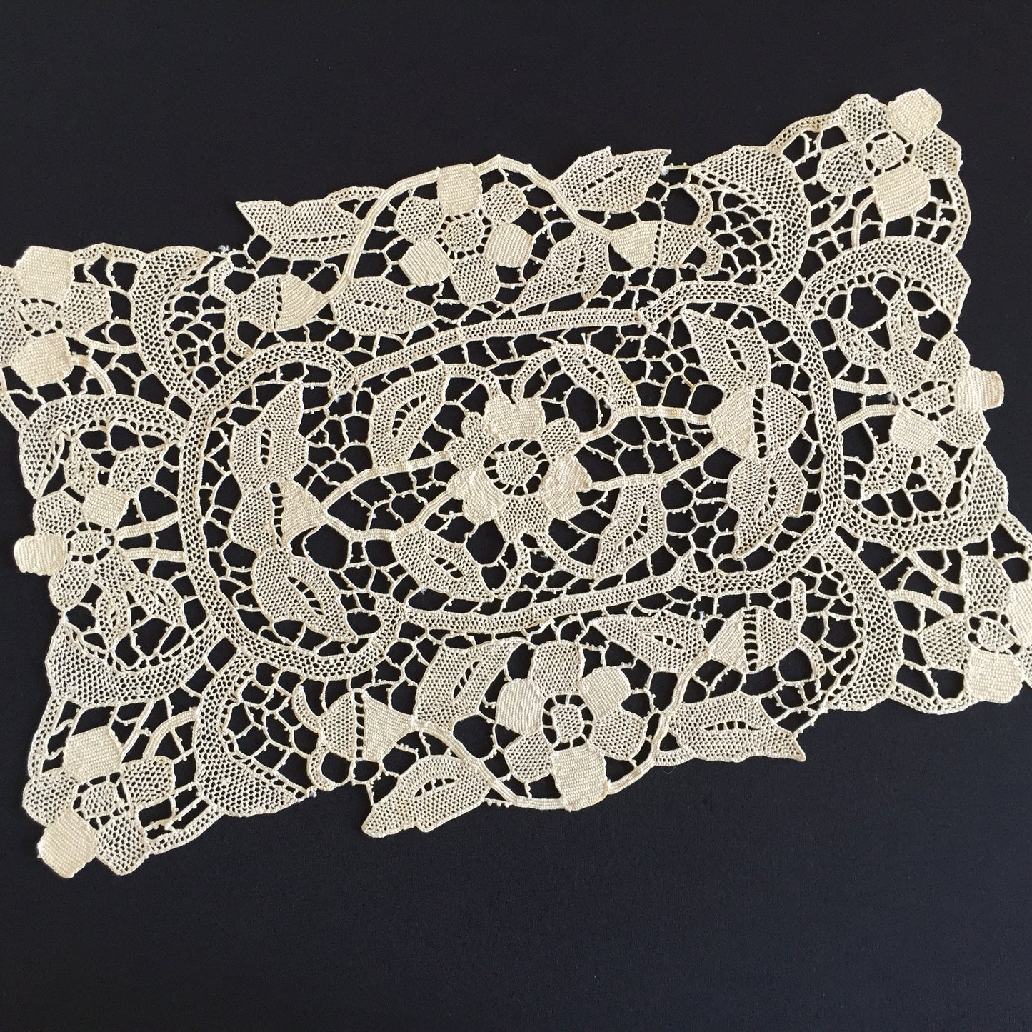 Ecru Handmade Venetian Point de Venise Burano Needle Lace Doily