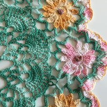 Load image into Gallery viewer, Vintage Crochet Lace Doily or Table Centre Mat with Pink and Orange Floral Pattern