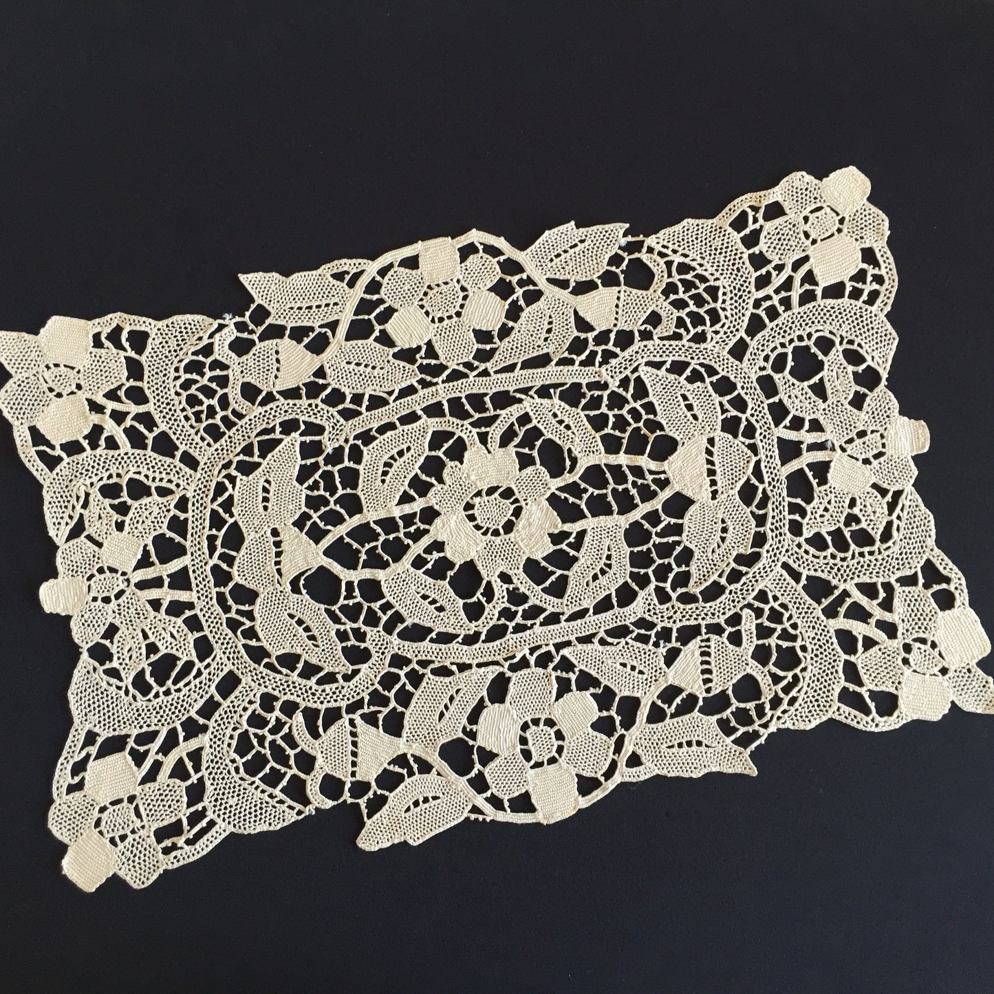 Ecru Handmade Venetian Point de Venise Burano Needle Lace Doily