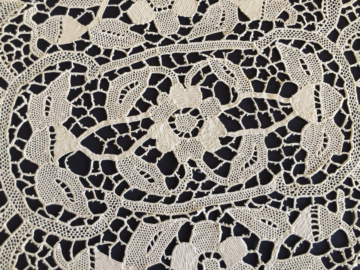 Ecru Handmade Venetian Point de Venise Burano Needle Lace Doily