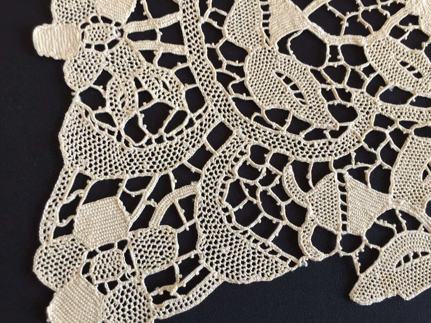 Ecru Handmade Venetian Point de Venise Burano Needle Lace Doily