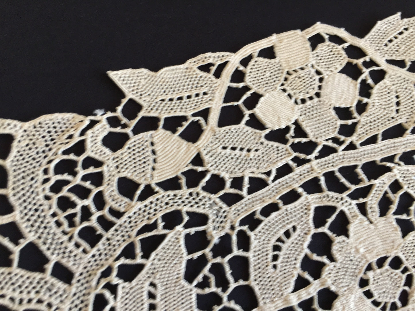 Ecru Handmade Venetian Point de Venise Burano Needle Lace Doily