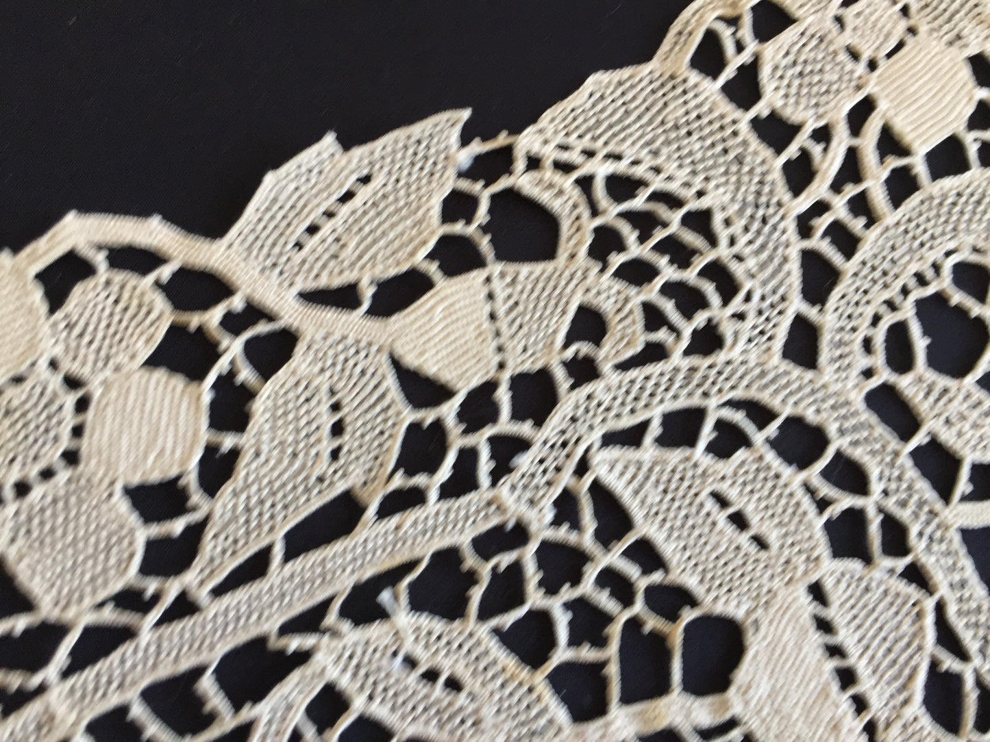 Ecru Handmade Venetian Point de Venise Burano Needle Lace Doily
