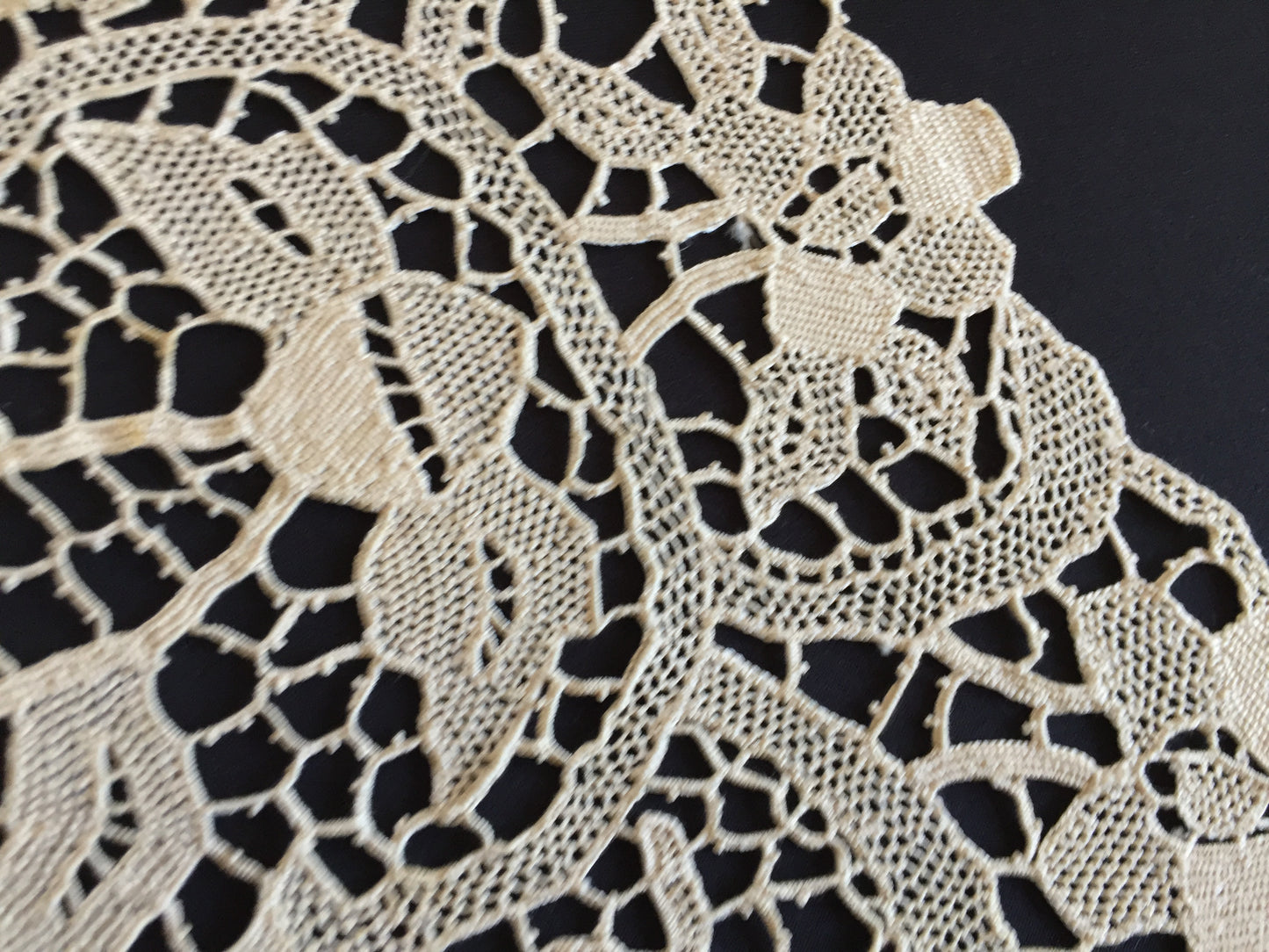 Ecru Handmade Venetian Point de Venise Burano Needle Lace Doily