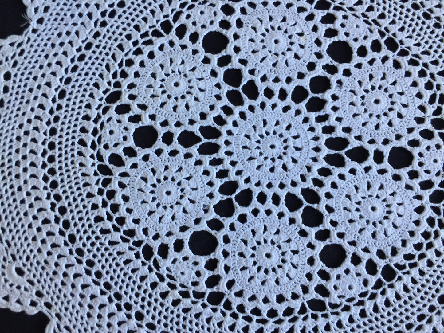 Large Round Cotton Crochet Lace Table Centre Mat | Mid-century Vintage Handmade