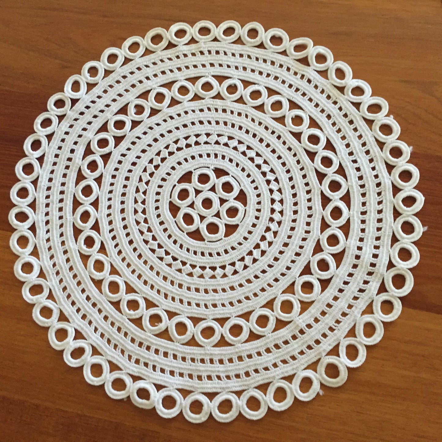 Set of 7 White Cotton Crocheted Placemat Doilies Handmade Vintage 1970s