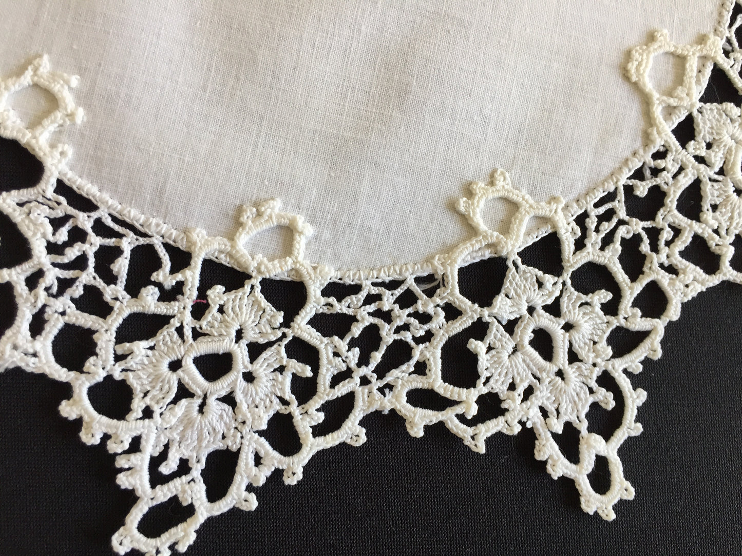 Edwardian Antique 11" White Cake Doily with Crochet Lace Border