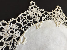 Load image into Gallery viewer, Edwardian Antique 11" White Cake Doily with Crochet Lace Border