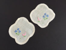 Load image into Gallery viewer, Vintage Embroidered Sheer Muslin Doily: Crinoline Lady / Garden Flowers