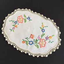 Load image into Gallery viewer, Australian Vintage Hand Embroidered Floral Table Centrepiece / Placemat Doily