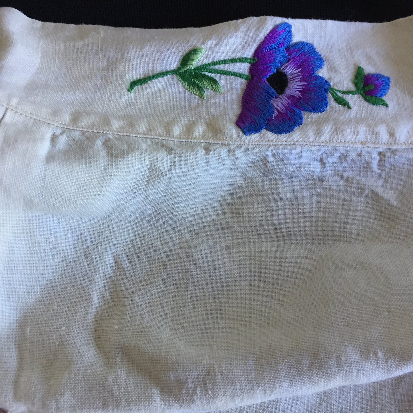 Embroidered 1990s Vintage Kitchen Half Apron with One Pocket XS/S/M Size