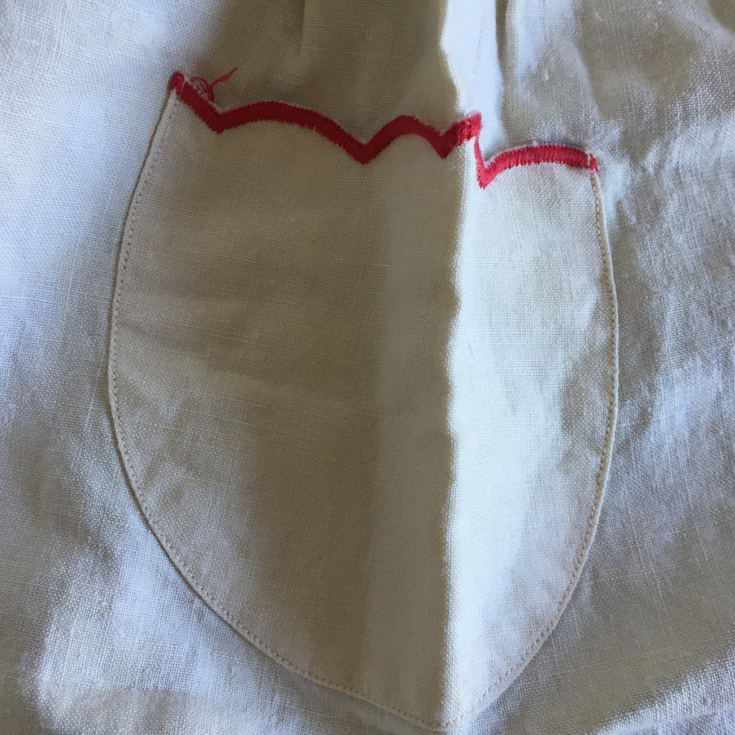 Embroidered 1990s Vintage Kitchen Half Apron with One Pocket XS/S/M Size