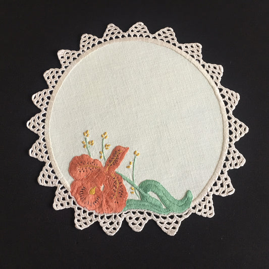 Australian Vintage Hand Embroidered Linen Doily
