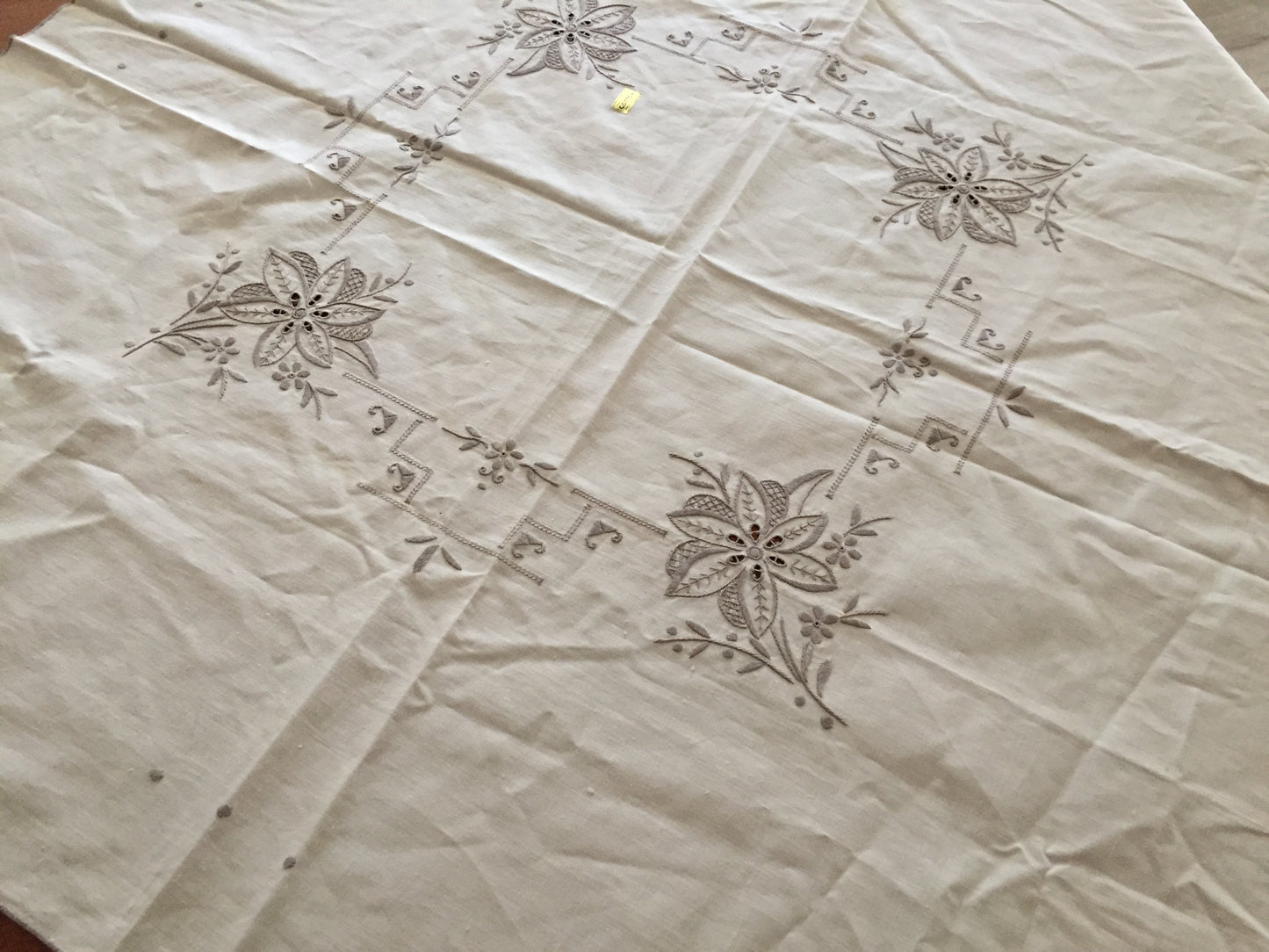 Unused Vintage Madeira Cutwork Handmade Embroidered Supper Cloth