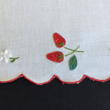 Load image into Gallery viewer, Vintage White Cotton Doily with Hand Embroidered Strawberry Pattern