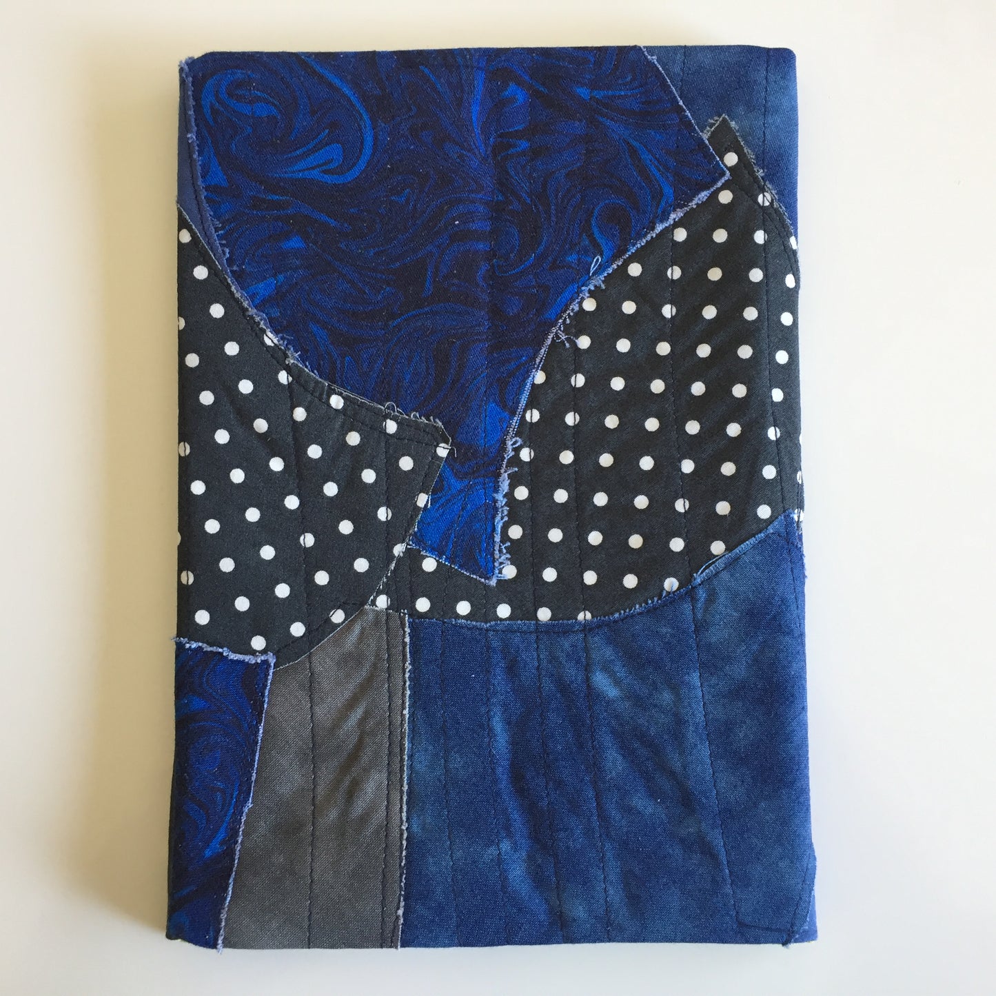 Handmade Adjustable Book Cover, Embroidered Floral Sleeve, Patchwork Book Protector