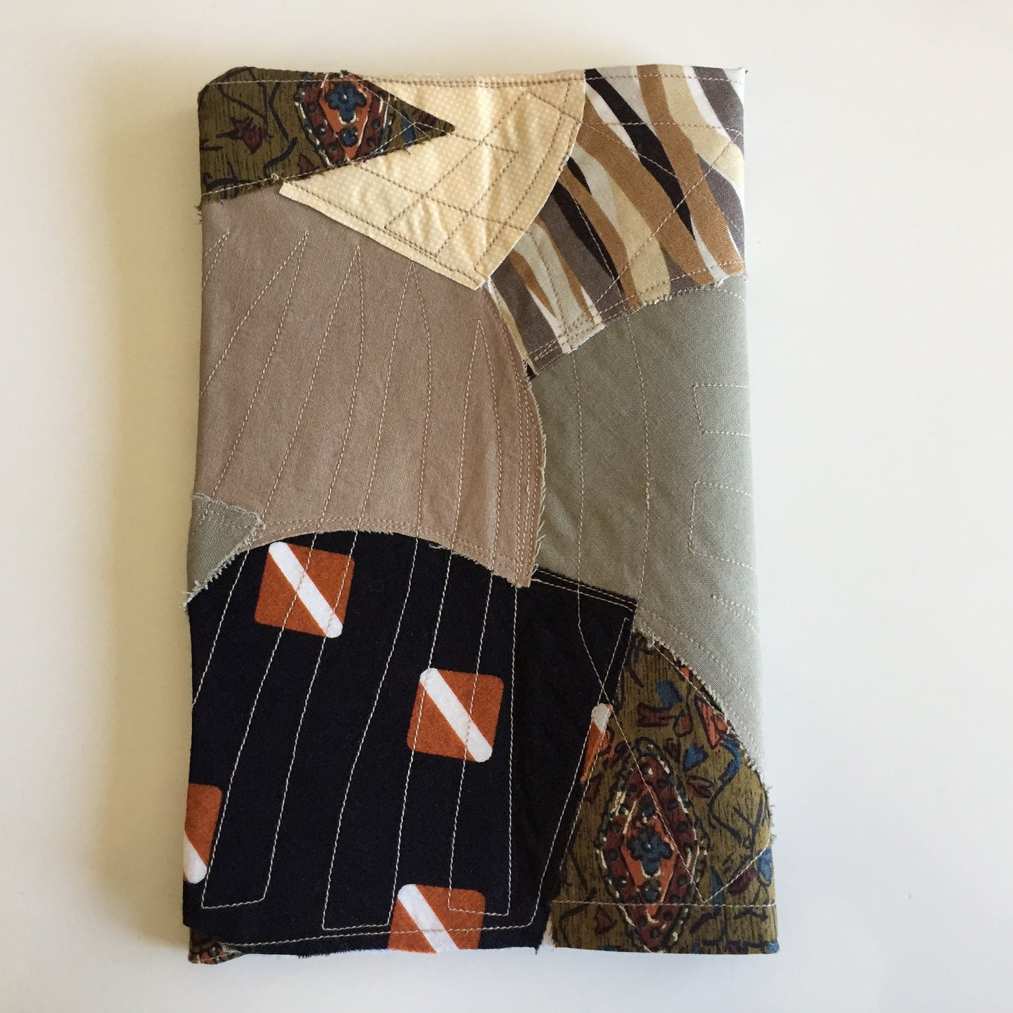 Handmade Adjustable Book Cover, Embroidered Floral Sleeve, Patchwork Book Protector