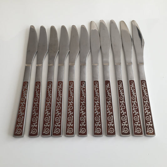 A Vintage Set of Stainless Steel Dinner & Luncheon Knives Made in Japan