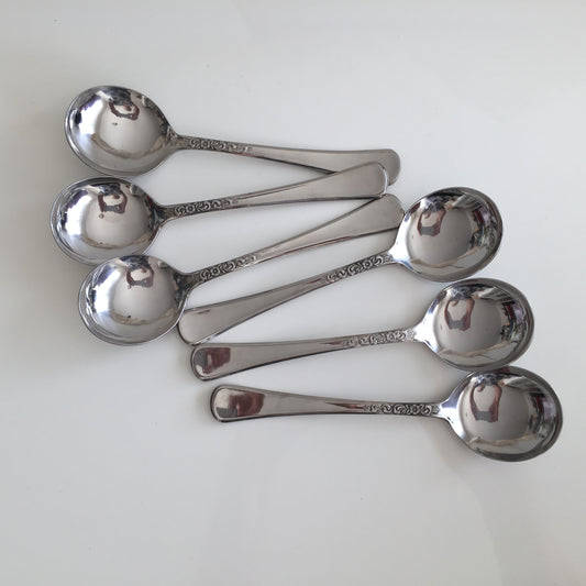 Stainless Steel Vintage Flatware Set of 6 Grosvenor Soup Spoons