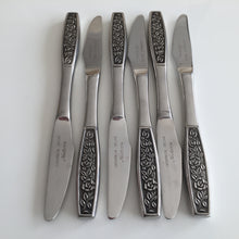 Load image into Gallery viewer, Stainless Steel Vintage Flatware Set of 6 Grosvenor Deluxe Nocturne Pattern 8" Knives