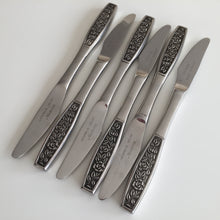 Load image into Gallery viewer, Stainless Steel Vintage Flatware Set of 6 Grosvenor Deluxe Nocturne Pattern 8" Knives