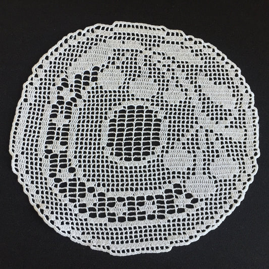 Mary Card  Fruit Set of Luncheon Mats and Centre-Piece  "CHERRY" Collectible Vintage Filet Crochet Lace Placemat - Chart No. 60