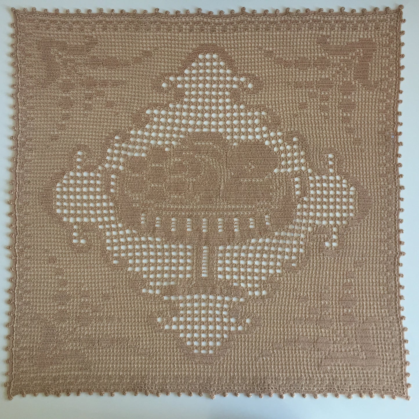 Mary Card "Fruit Set for Sideboard or Tray Cloth " Collectible Filet Crochet Lace Square Table Mat - English Chart 85