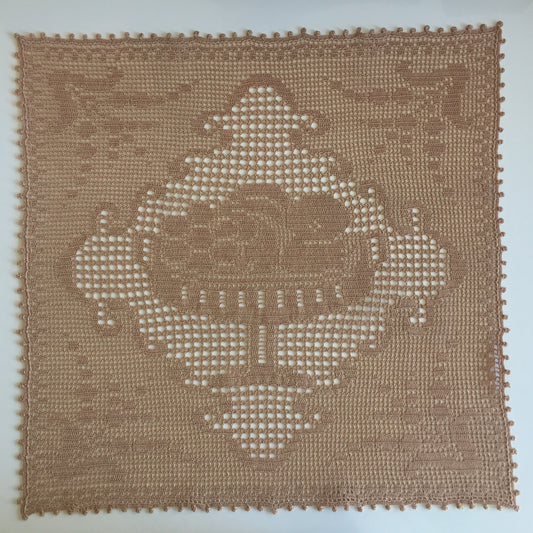 Mary Card "Fruit Set for Sideboard or Tray Cloth " Collectible Filet Crochet Lace Square Table Mat - English Chart 85