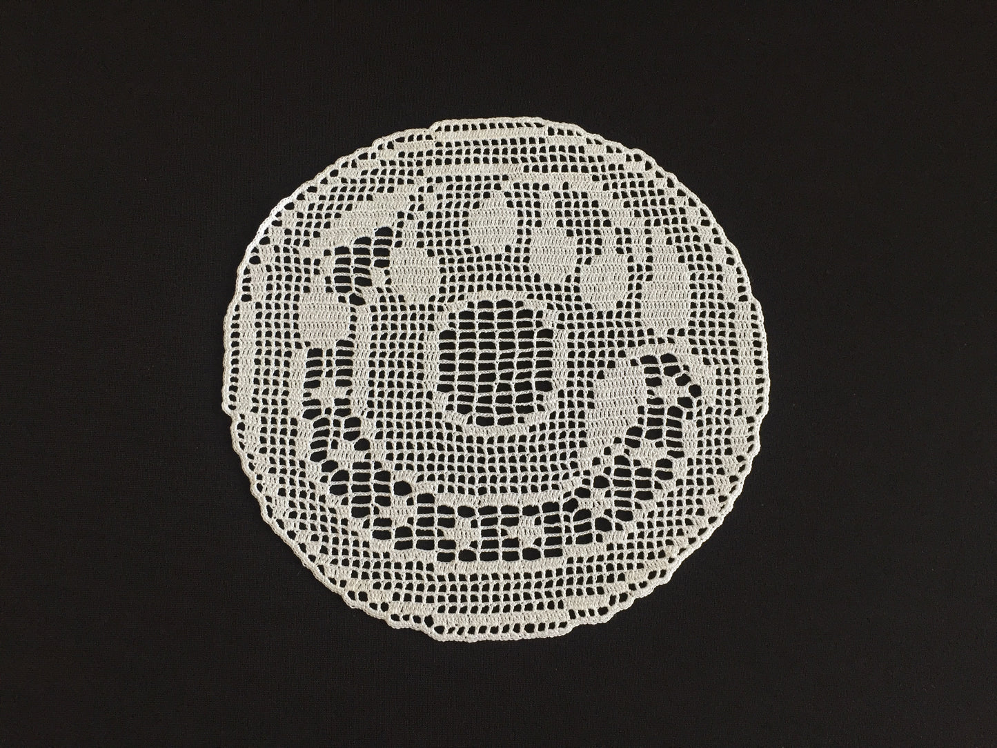 Mary Card  Fruit Set of Luncheon Mats and Centre-Piece  "PLUM" Collectible Vintage Filet Crochet Lace Placemat - Chart No. 60