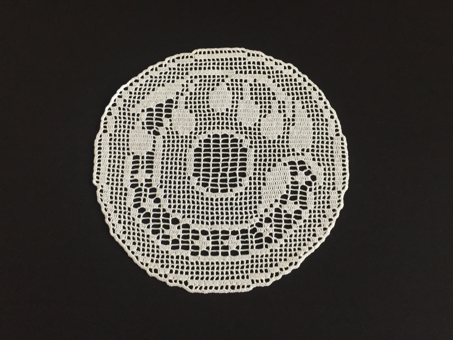 Mary Card  Fruit Set of Luncheon Mats and Centre-Piece  "PLUM" Collectible Vintage Filet Crochet Lace Placemat - Chart No. 60