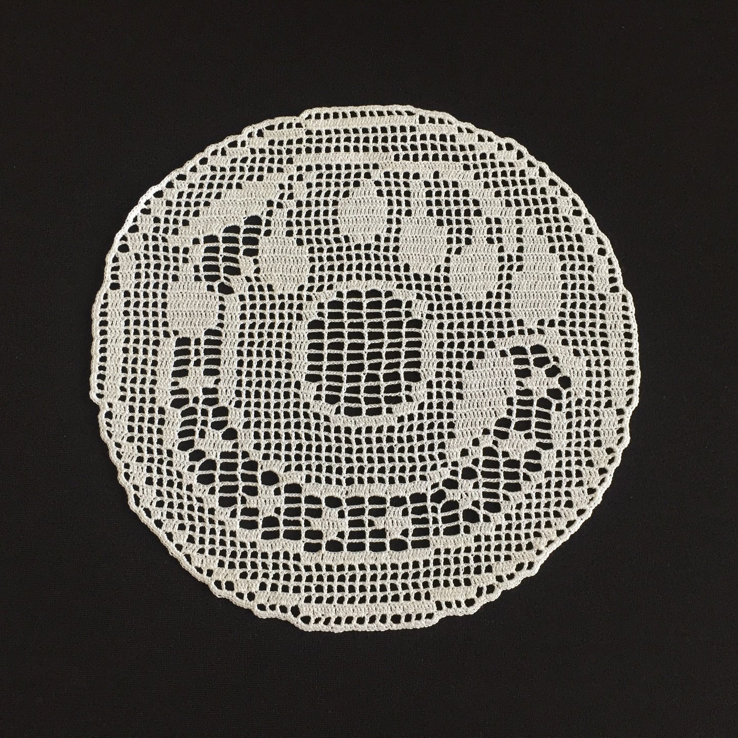Mary Card  Fruit Set of Luncheon Mats and Centre-Piece  "PLUM" Collectible Vintage Filet Crochet Lace Placemat - Chart No. 60