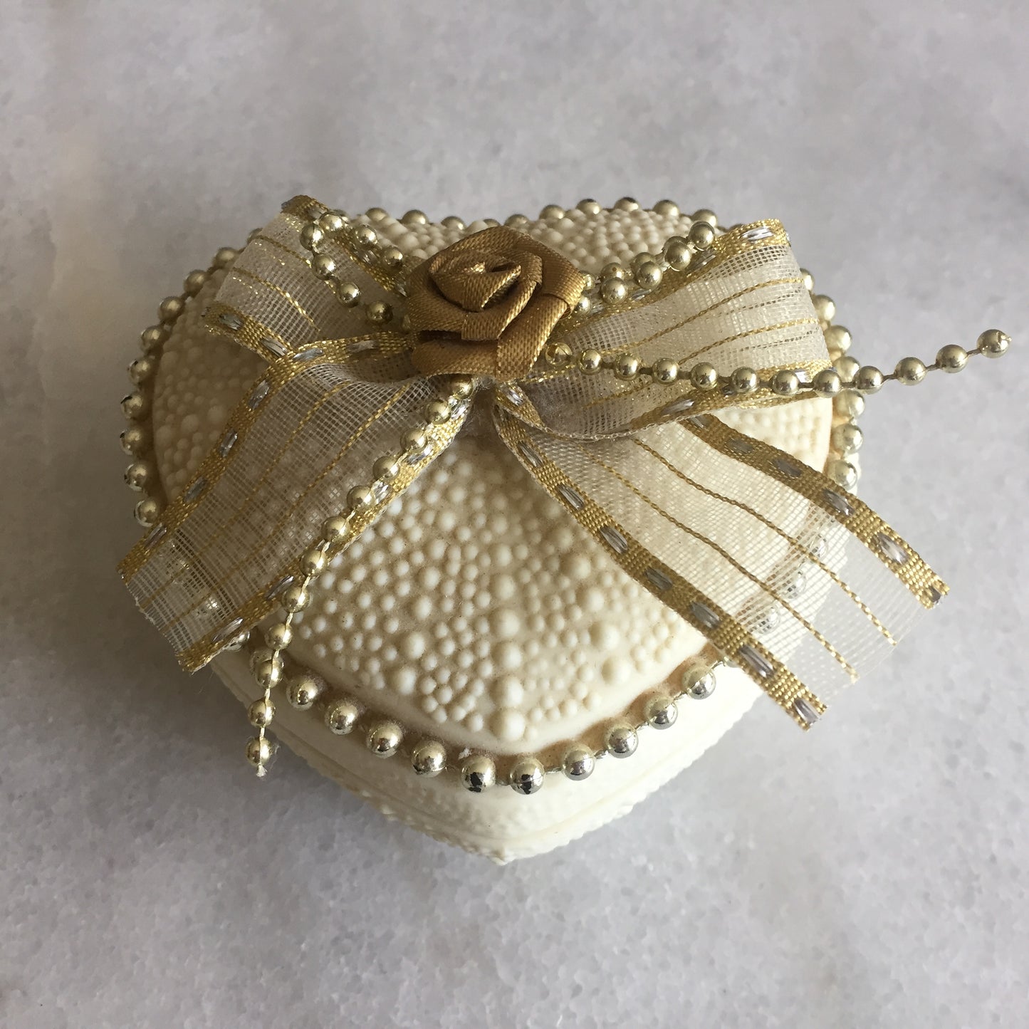 Heart Shaped Jewelry Box | Romantic Keepsake Decor with Roses and Bow