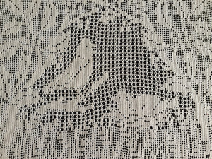 Mary Card Designed "Holly and Robin" Chair Set (1931) Large Vintage Crochet Lace Chairback Doily