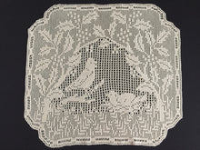 Load image into Gallery viewer, Mary Card Designed &quot;Holly and Robin&quot; Chair Set (1931) Large Vintage Crochet Lace Chairback Doily